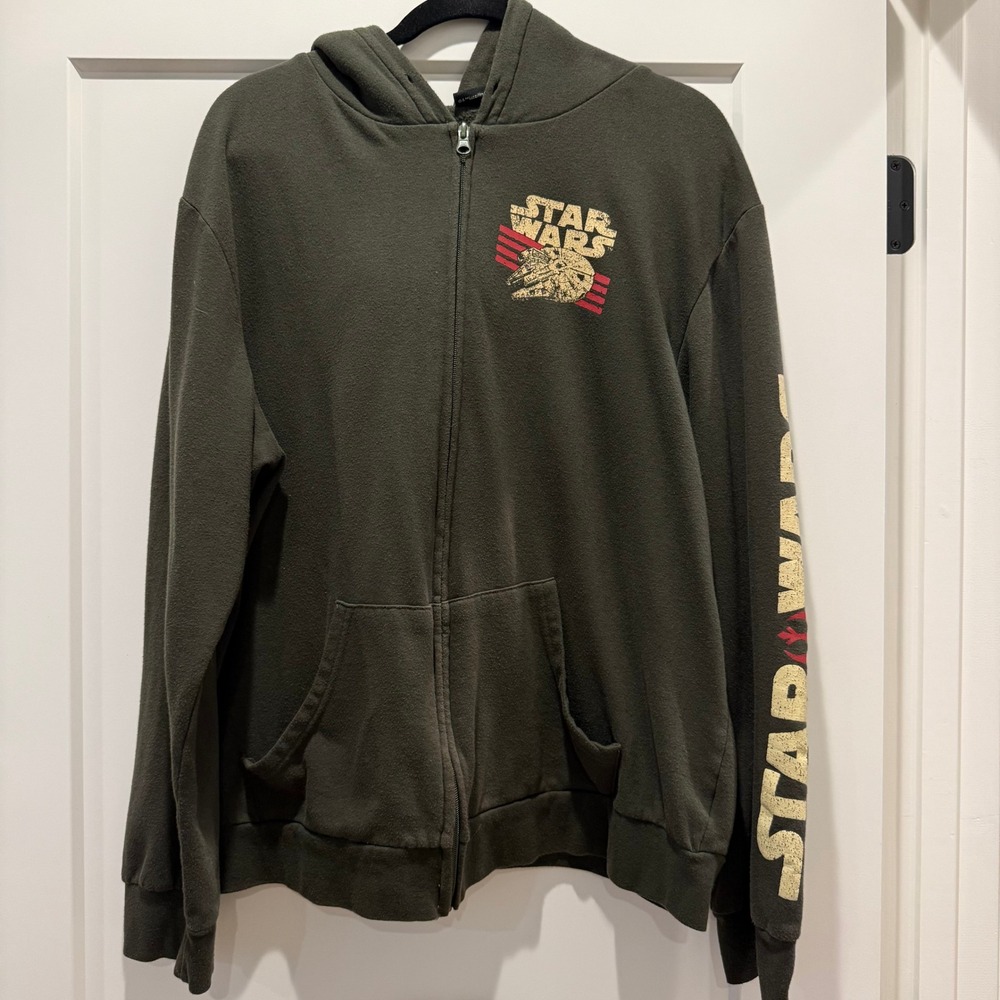 Retro Streetwear Star Wars Millennium Falcon Sherpa Zip Hoodie Men's XL